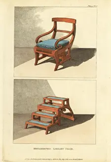 Regency Era: Metamorphic library chair, 1811