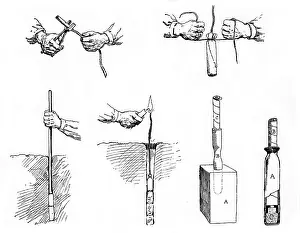 Quarrying: Method of preparing and setting a Dynamite charge