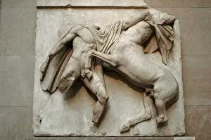 Parthenon: Metope. Parthenon marbles. Battle between the Centaurs and t