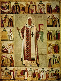 Tretiakov: Metropolitan Alexis surrounded by scenes from