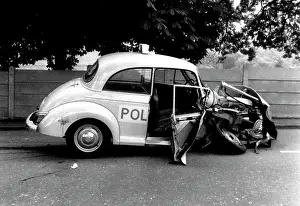 Smash: Metropolitan Police car with smashed bonnet
