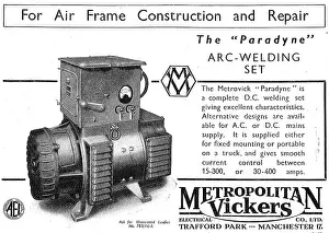 Metrovick: Metrovick Paradyne Arc Welding Set 1946