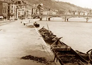 Liege: Meuse River barges, Liege, belgium