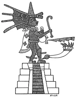 Divinities: Mexico, Aztec Empire, religion, temple with wind