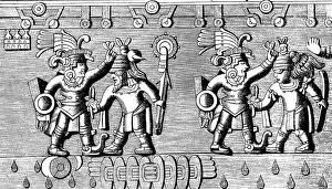 Drappings: Mexico, Aztec warriors making captives, drawing