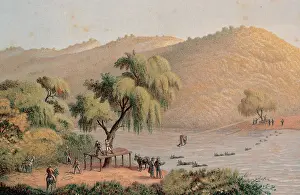 Puebla: Mexico. Cattle crossing the San Marcos River