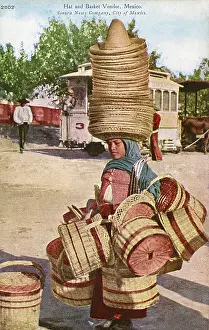 Sombreros: Mexico - Street Hat and basket vendor