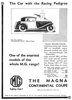 M.g.car: MG Magna Continental Coupe 1934 Advert