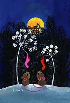 Jane Gordon Clark: Two Mice with Christmas Stockings