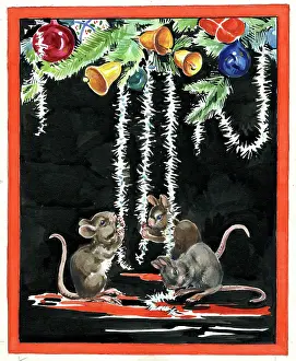 Ringing: Mice ringing the bells on a Christmas tree