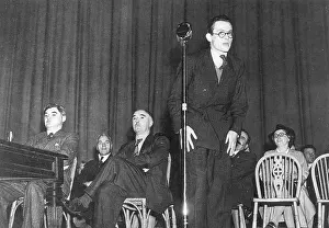Bevan: Michael Foot giving a speech, with Nye Bevan on the left