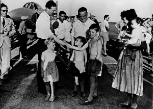 Lithgow: Michael Lithgow shaking hands with children