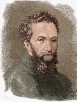 Weekly: Michelangelo Buonarroti (1475-1564). Colored engraving