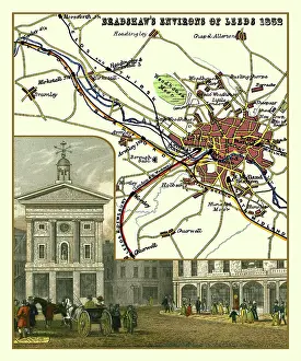 Environs: Mid 19th Century environs and railways map of Leeds