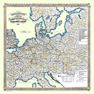 Bradshaw: Mid 19th Century railway map of europe