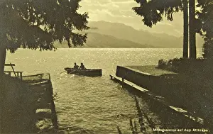Voglmayr: Midday sun on the Attersee with rowing boat. 1948
