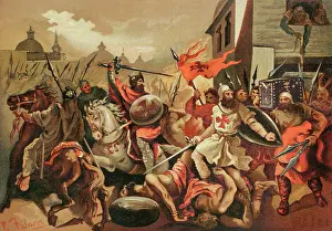 Chivalry: Middle Ages. The Crusades. Chromolithography