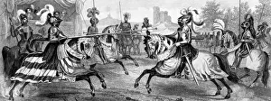 Joust: Middle Ages, knights, joust, scene with four