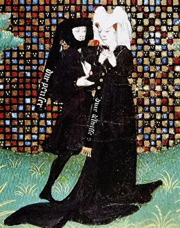 Beloved: Middle Ages. Lovers. Miniature. Chantilly Castle. France