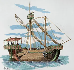 Embarkation: Middle Ages. Ship of the 13th and 14th centuries