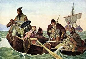 Dinghies: Middle Ages, Vikings, dinghy, after painting