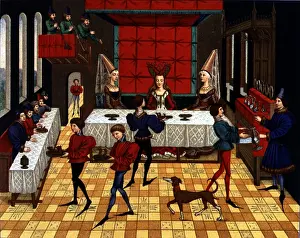 Middles: Middles Ages, gastronomy, servants serving, after