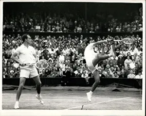 Smashes: Mike Davies and Bobby Wilson in doubles at Wimbledon