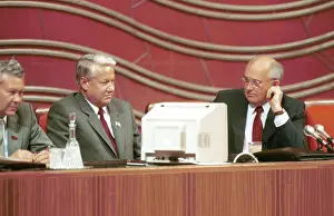 Presidium: Mikhail Gorbachev and Boris Yeltsin in presidium, 1990