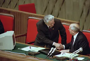 Presidium: Mikhail Gorbachev and Boris Yeltsin in presidium, 1990