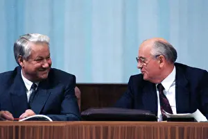 Presidium: Mikhail Gorbachev and Boris Yeltsin in presidium, 1991
