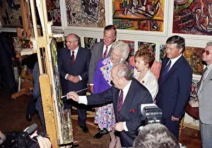 Spouses: Mikhail Gorbachev and George HW Bush in Zurab