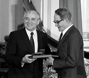 Mikhail Gorbachev and Soviet footballer Nikolai