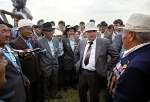 Kazakh: Mikhail Gorbachev visit to Shymkent region, 1991