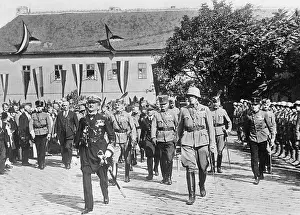 Nagybanya: Miklos Horthy paces off an honor guard