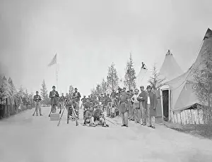 Encampment: Military camp with soliders in street during