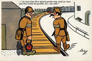 Linesmen: military, caricatures of soldiers, postcard