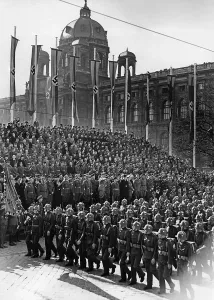 Heldenplatz: Military parade on the Heldenplatz, 1938