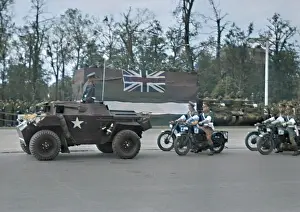 Jeeps: Military parade with jeep and motorbikes