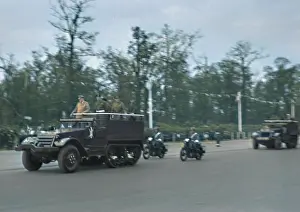 Jeeps: Military parade with jeeps and motorbikes