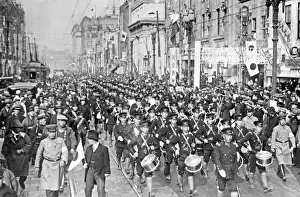Interested: Military parade in Tokyo, 1932
