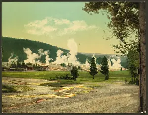 C1902: Military Post and giantess group, Yellowstone Park