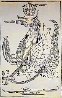 Robertus: military, siege machine in dragon shape, coloured