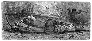 Pick: Miner working in a narrow seam holing out or scuffling
