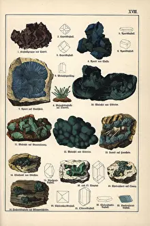 Gotthilf: Minerals including cuprite crystals, azurite, malachite, etc