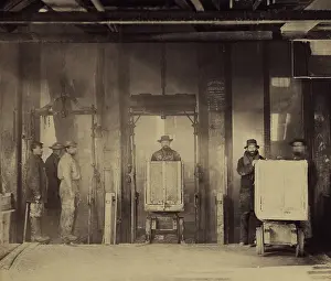 Osullivan: Miners at 3 elevators of the Curtis Shaft