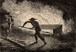 Introduction: Miners breaking up rock by setting a fire on it