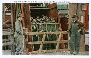 Mineshaft: Miners - Ironwood, Michigan - Lowered into pit