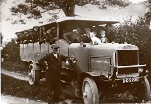 Charabanc: Miners outing in a charabanc, South Wales