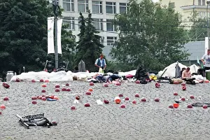 Picket: Miners picketing in Moscow