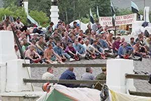 Picketing: Miners picketing in Moscow